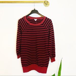 Splendid stripe distressed crew neck pullo…